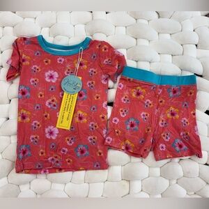 Kids Bamboo Floral Pajama Set - Pink and Blue